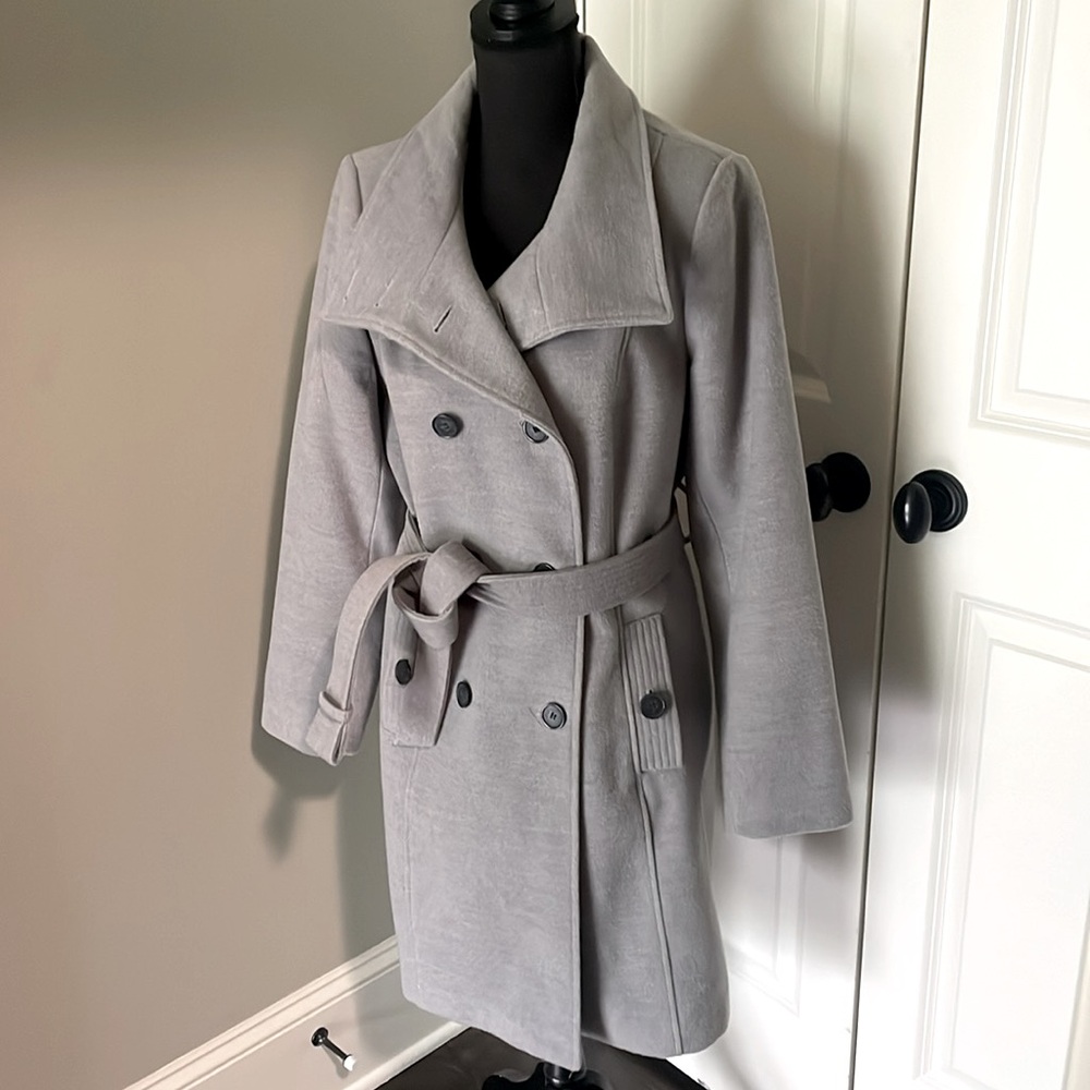 Isaac Mizrahi Live Soft Grey VEGAN “Wool” Pea Coat Medium